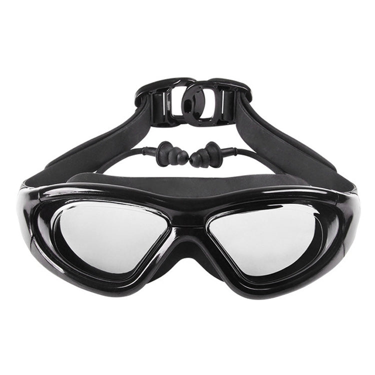 J8150 Eye Protection Flat Light Adult waterproof Anti-fog Big Frame Swimming Goggles with Earplugs Reluova