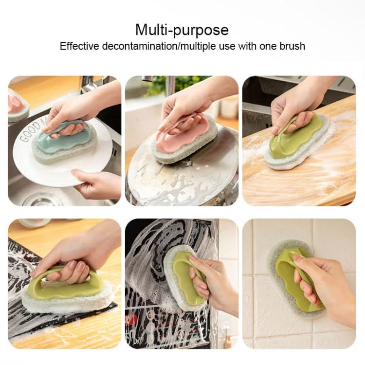 Kitchen Tile Bathtub Brush Household Brush Pot Scouring Sponge Cleaning Brush with Handle Random Color Delivery - Reluova