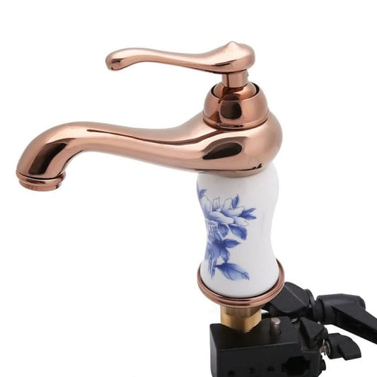 Washbasin All-Bronze Blue And White Porcelain Hot & Cold Faucet - Reluova