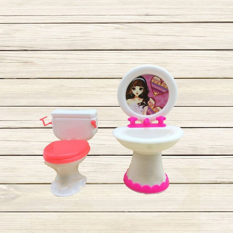 3 PCS Doll House Plastic Accessories Set Wash Basin Toilet