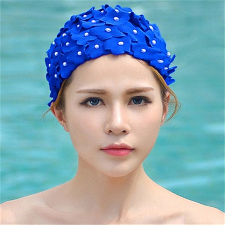 Pearl Three-dimensional Handmade Flower Swimming Cap for Women Reluova