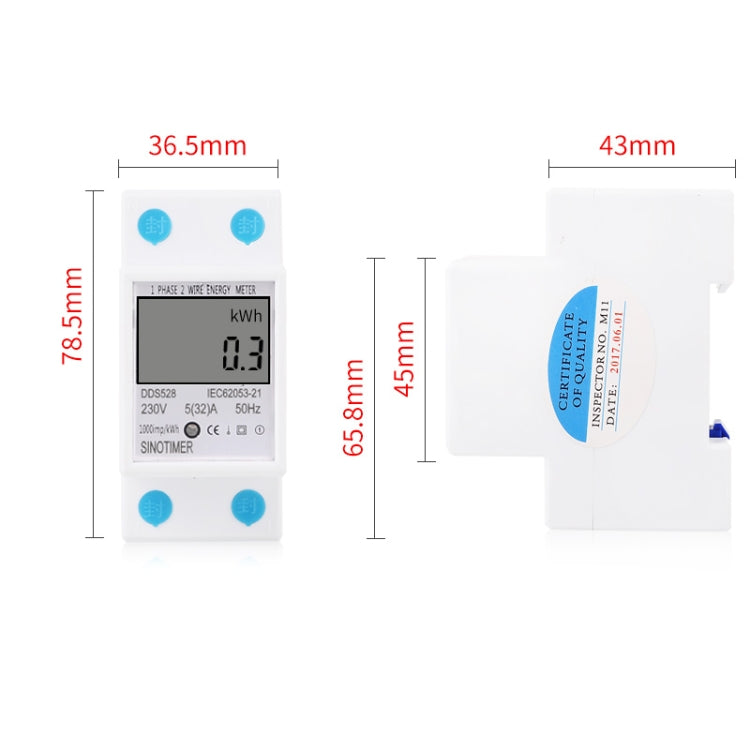 DDS528 5-32A 230V 50Hz Single-phase Household DIN Rail Electronic Multi-function Energy Meter Reluova