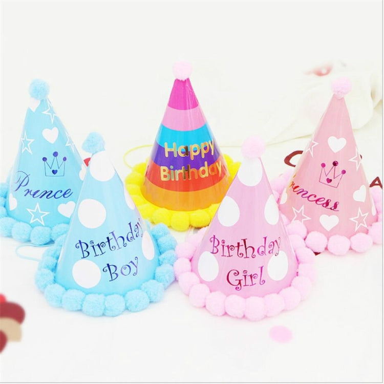 3 PCS Children Age Dress up Party Supplies Ball Birthday Hat Paper Rainbow Pom-pom Cap My Store