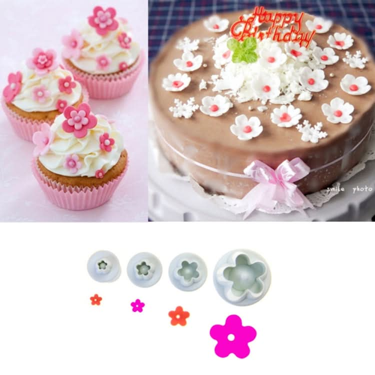 4pcs / Set Plum Fondant Cake Spring Print Stamper Baking Biscuit Mould-Reluova