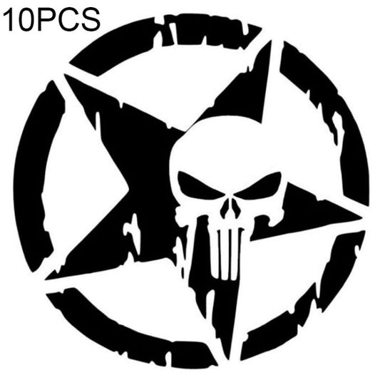 10 PCS The Punisher Skull Car Sticker Pentagram Vinyl Decals Motorcycle Accessories, Size: 13x13cm - Reluova 