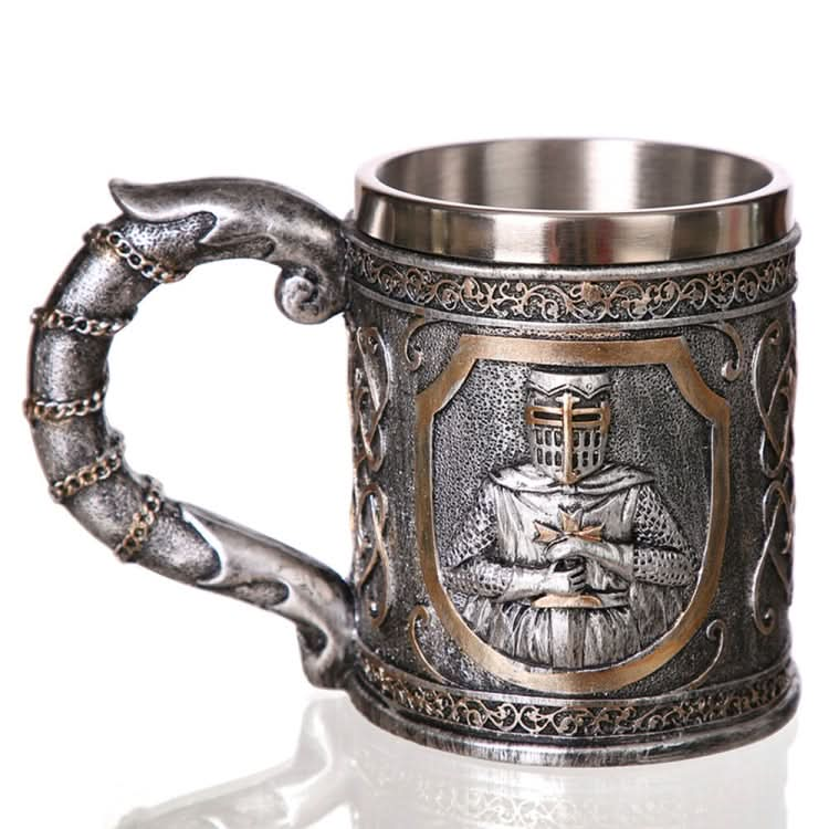 3D Viking Skull Coffee Beer Mug Skull Mug Beer Wine Drink Gift Stainless Steel Knight Decorative Cup for Men-Reluova