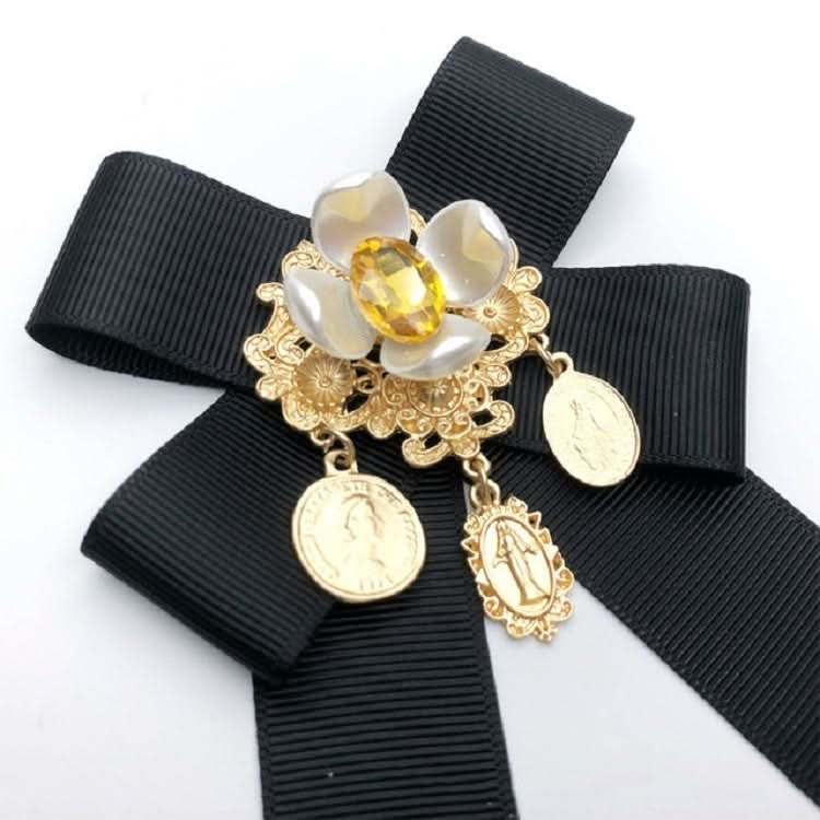 Women Vintage Flowers Diamond Bow-knot Bow Tie Shirt Brooch Clothing Accessories