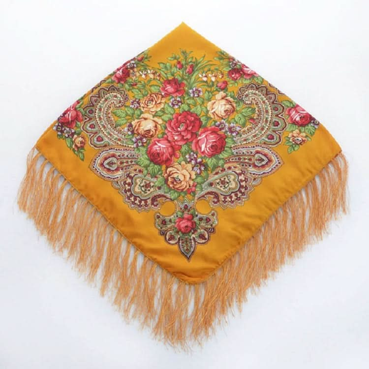 Ethnic Style Retro Tassel Square Scarf Flower Pattern Headscarf Scarf Reluova