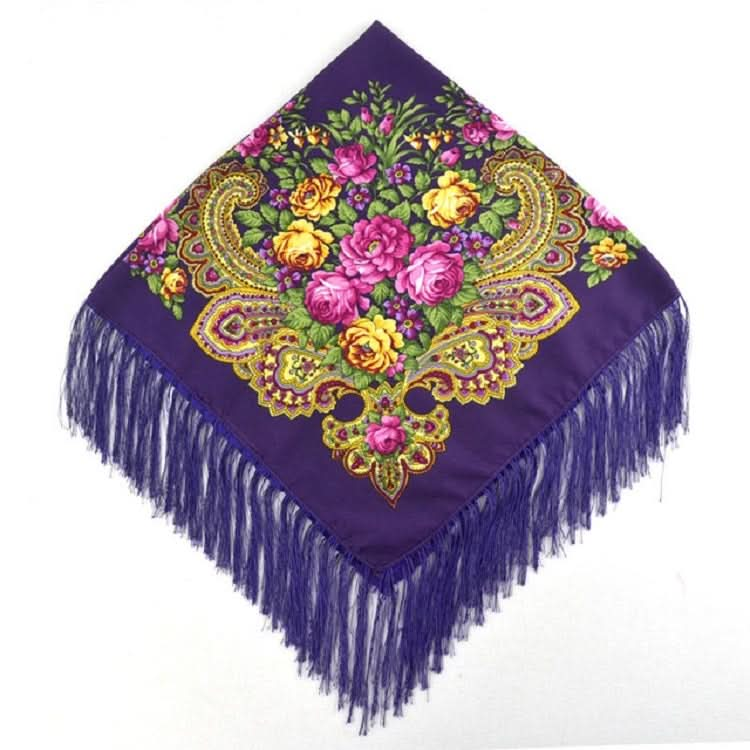 Ethnic Style Retro Tassel Square Scarf Flower Pattern Headscarf Scarf Reluova