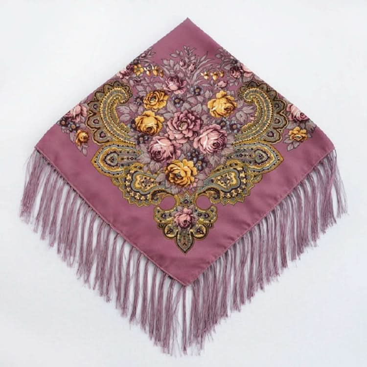 Ethnic Style Retro Tassel Square Scarf Flower Pattern Headscarf Scarf Reluova