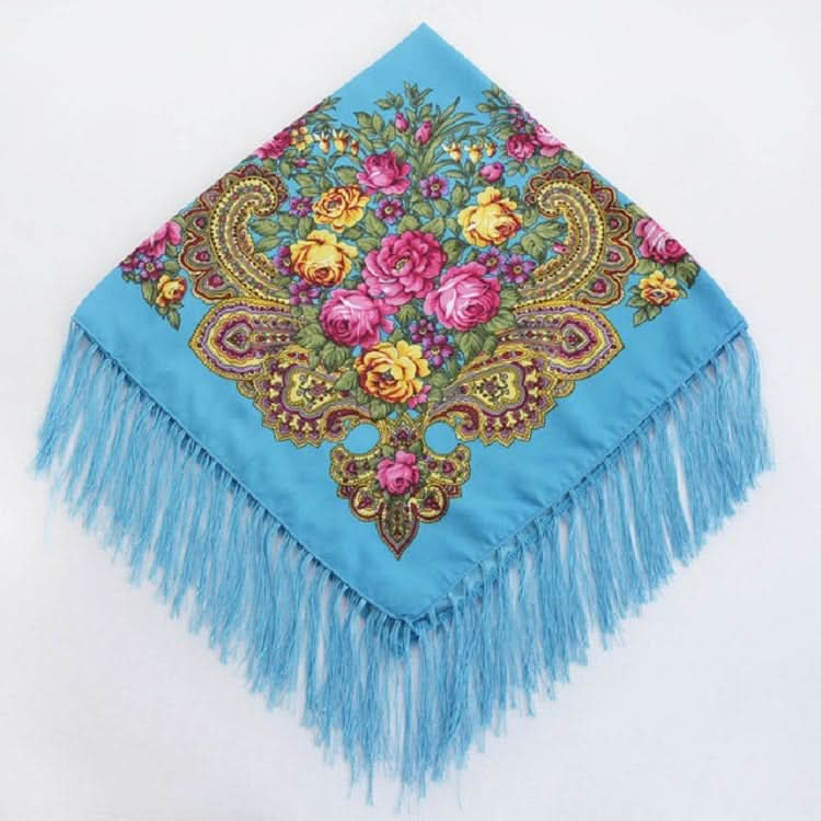 Ethnic Style Retro Tassel Square Scarf Flower Pattern Headscarf Scarf Reluova