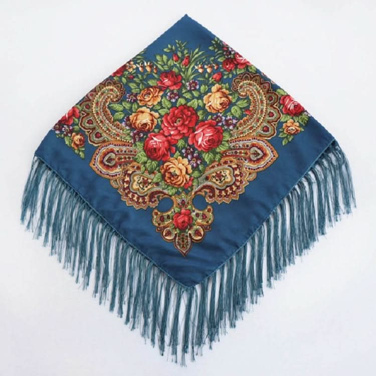 Ethnic Style Retro Tassel Square Scarf Flower Pattern Headscarf Scarf Reluova