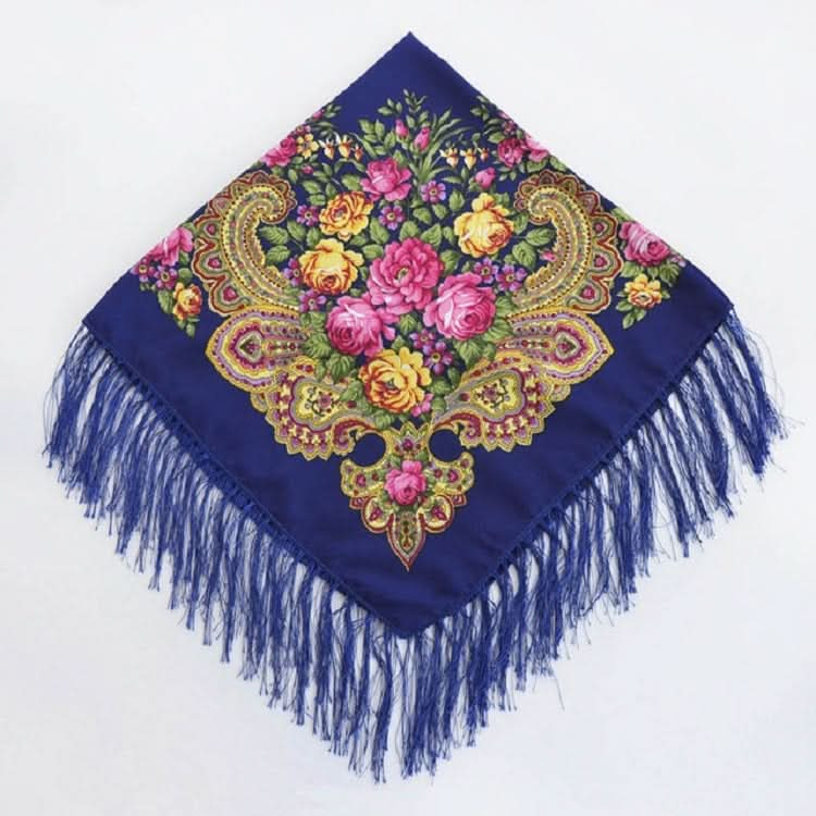 Ethnic Style Retro Tassel Square Scarf Flower Pattern Headscarf Scarf Reluova