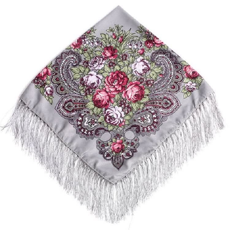 Ethnic Style Retro Tassel Square Scarf Flower Pattern Headscarf Scarf Reluova