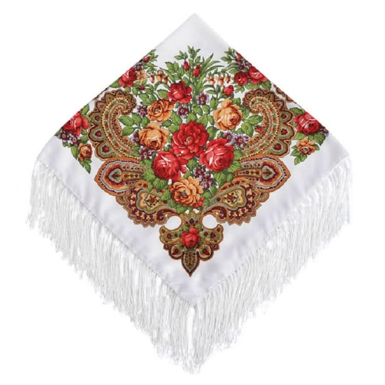 Ethnic Style Retro Tassel Square Scarf Flower Pattern Headscarf Scarf Reluova