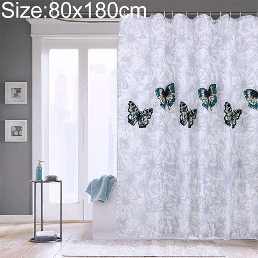 Butterfly Waterproof Polyester Shower Washable Bathroom Curtains