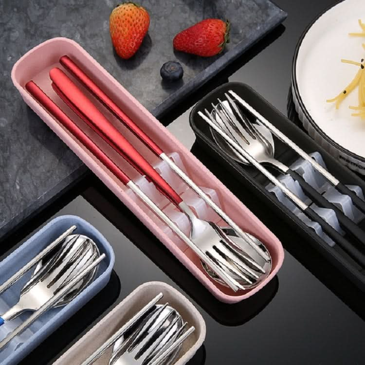 3pcs / Set Portable Stainless Steel Tableware Creative Set Chopsticks Spoon Fork Gift-Reluova