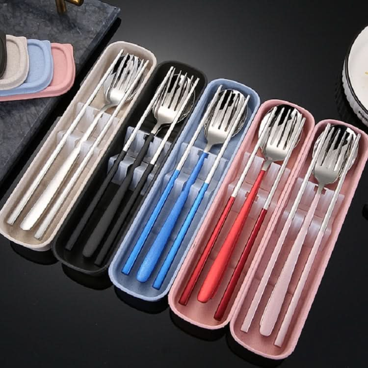 3pcs / Set Portable Stainless Steel Tableware Creative Set Chopsticks Spoon Fork Gift-Reluova