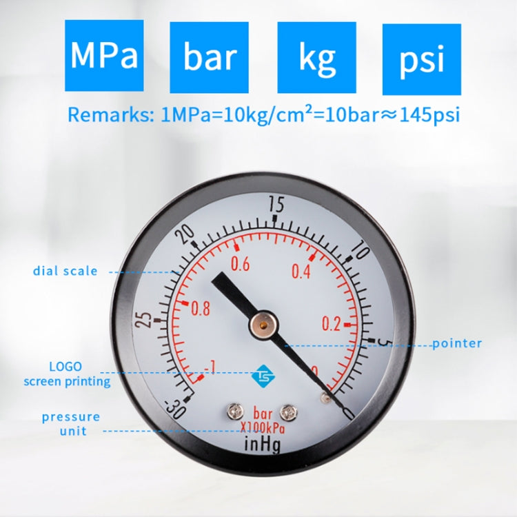 Double Scale Vacuum Mini Shockproof Pressure Gauge