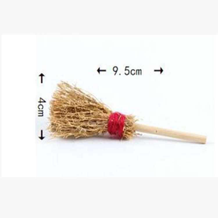 2 PCS Miniature Doll House Kitchen Patio Accessories Wooden Broom Children's Educational Toys-Reluova