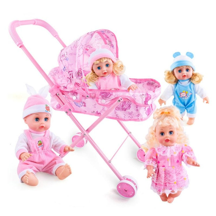 Children Doll House Toys Folded Canopy Iron Stroller