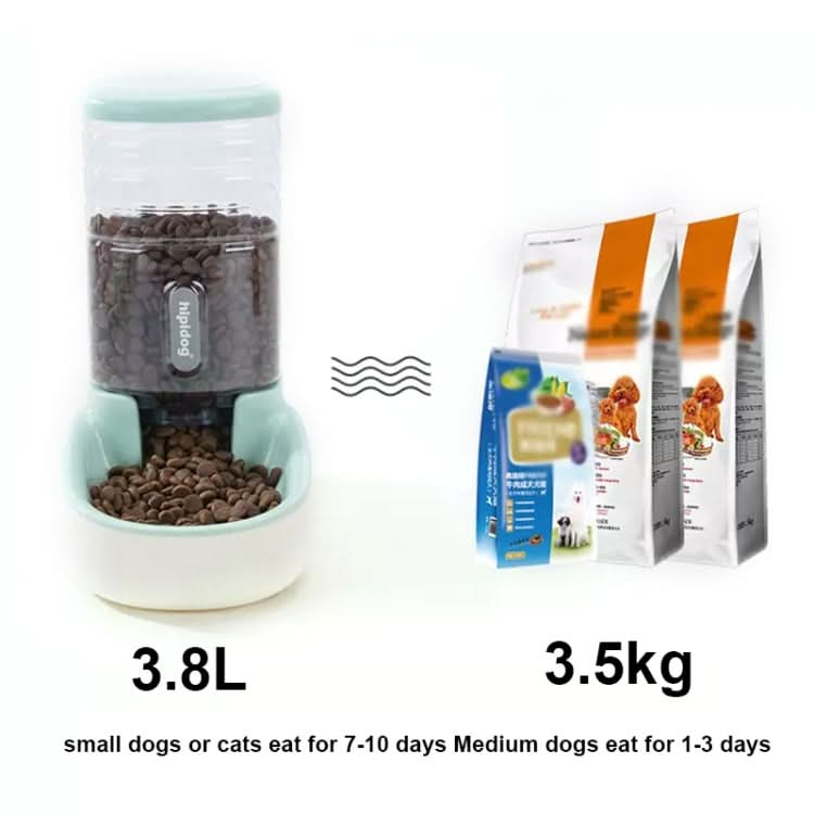 3.8L Grain Storage Bucket Cat Automatic Pet Feeder Water Dispenser, Style:Drinking Fountain(Green)-Reluova