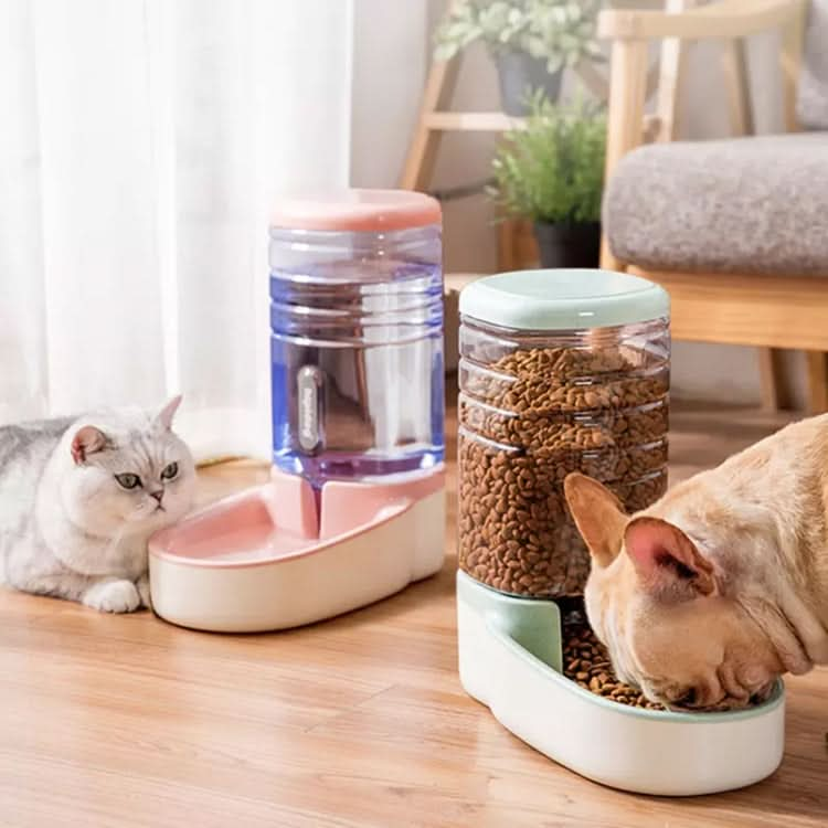 3.8L Grain Storage Bucket Cat Automatic Pet Feeder Water Dispenser, Style:Drinking Fountain(Green)-Reluova