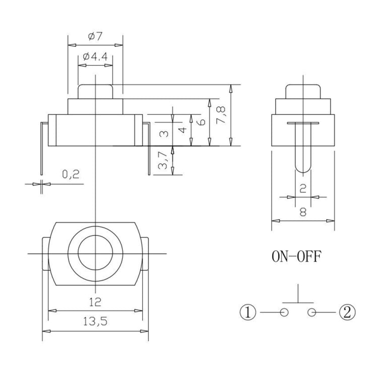 20 PCS YT-1208-YD LED Flashlight Button Switch-Reluova