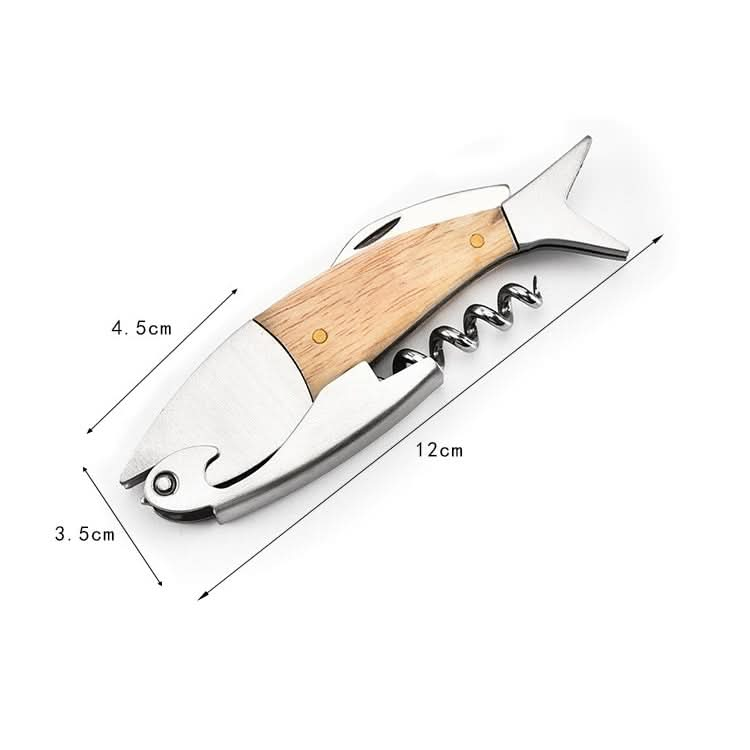 Fish Shape Wine Opener Wine Multifunctional Corkscrew with Wooden Handle - Reluova