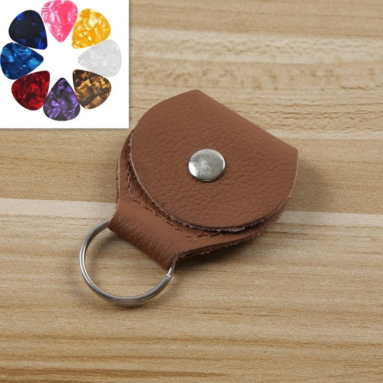 10 PCS Genuine Leather Guitar Pick Storage Bag with Key Ring