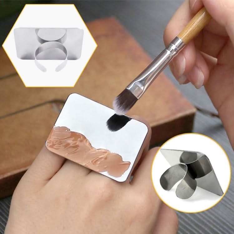 Salon Manicure Finger Ring Color Palette Make Up Cream Foundation Mixing Palette Cosmetic Make up Tool Stainless Steel Plate Reluova