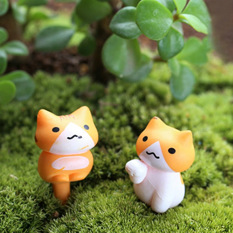 2 Sets Fleshy Flower Pot Moss Micro Landscape Doll Cute Cat Decoration Doll Cake DIY Assembly Ornaments-Reluova