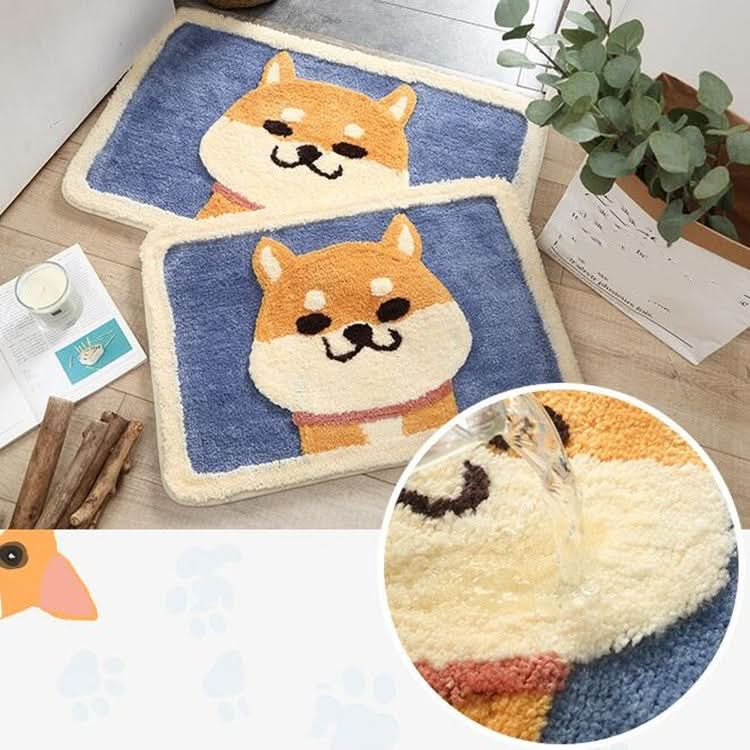 Cartoon Flocking Carpet Home Bathroom Non-slip Absorbent Pad