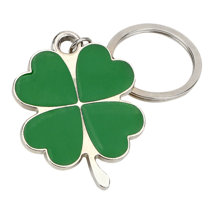 Green Leaf Car Keychain Keyring Lucky Key Chain Purse Bag Pendants Steel Stainless Car Styling Four-leaf Clover Key Rings