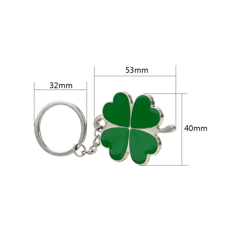 Green Leaf Car Keychain Keyring Lucky Key Chain Purse Bag Pendants Steel Stainless Car Styling Four-leaf Clover Key Rings