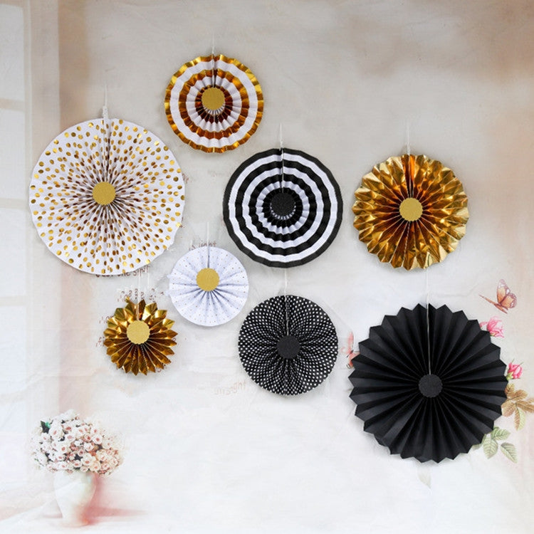 2 Sets Bronzing Paper Fan Flower Set Birthday Holiday Wedding Party Decoration-Reluova