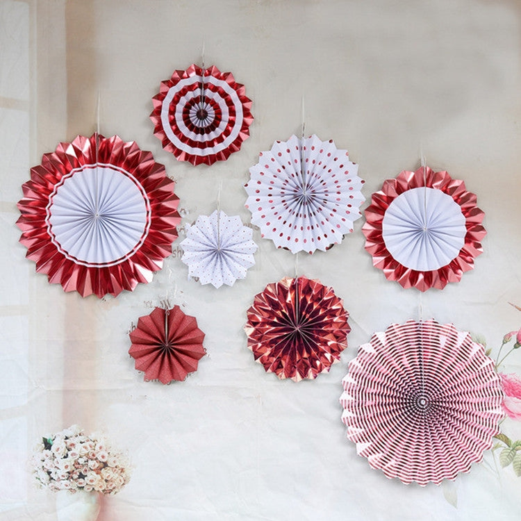 2 Sets Bronzing Paper Fan Flower Set Birthday Holiday Wedding Party Decoration-Reluova