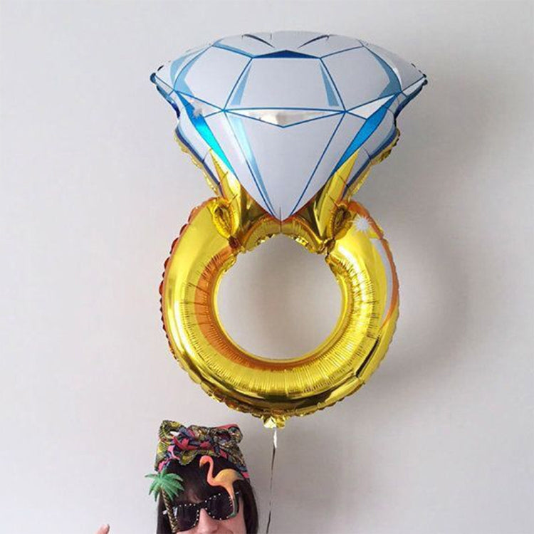 Wedding Marriage Room Decoration Balloon Diamond Ring Foil Balloon, Specification:Large Gold Diamond