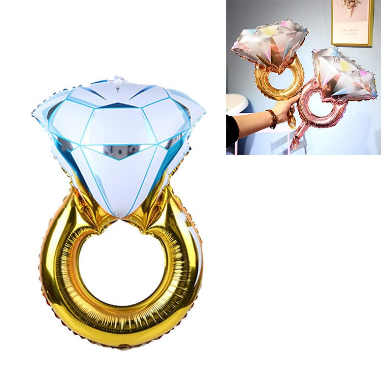 Wedding Marriage Room Decoration Balloon Diamond Ring Foil Balloon, Specification:Large Gold Diamond