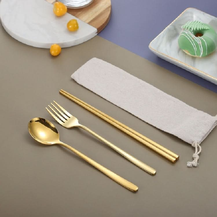 3 PCS / Set Creative Stainless Steel Spoon Fork Chopsticks Portable Tableware Set-Reluova