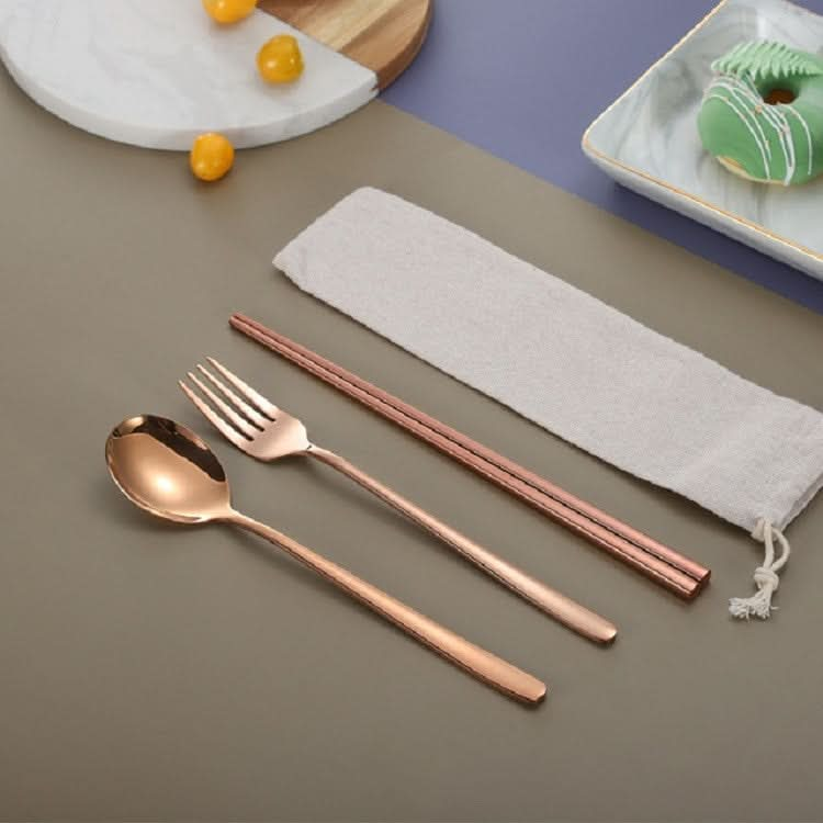 3 PCS / Set Creative Stainless Steel Spoon Fork Chopsticks Portable Tableware Set-Reluova