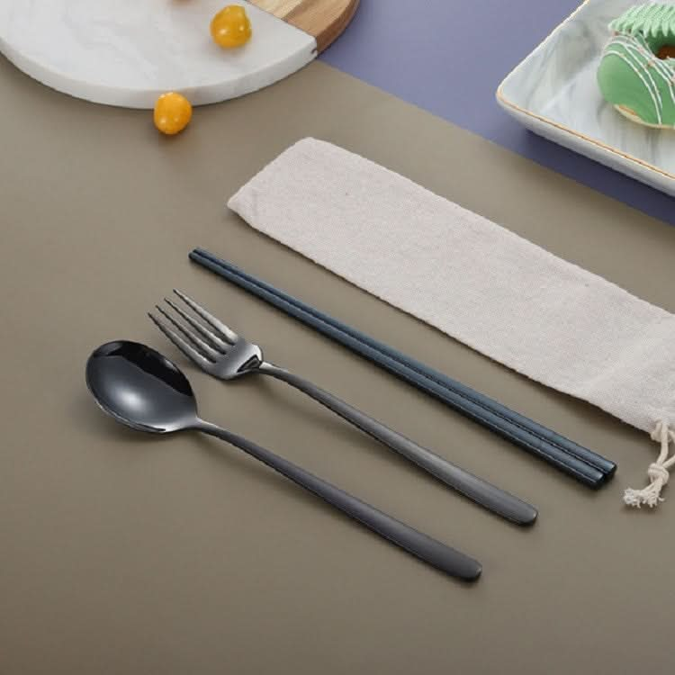 3 PCS / Set Creative Stainless Steel Spoon Fork Chopsticks Portable Tableware Set-Reluova