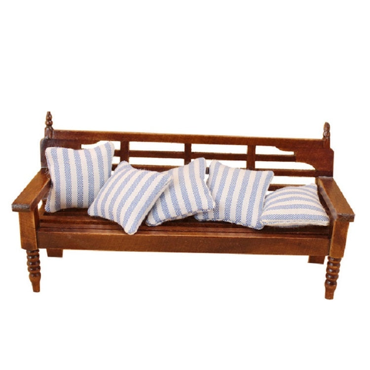 Mini Doll House Furniture Wooden Bench with Pillows Reluova