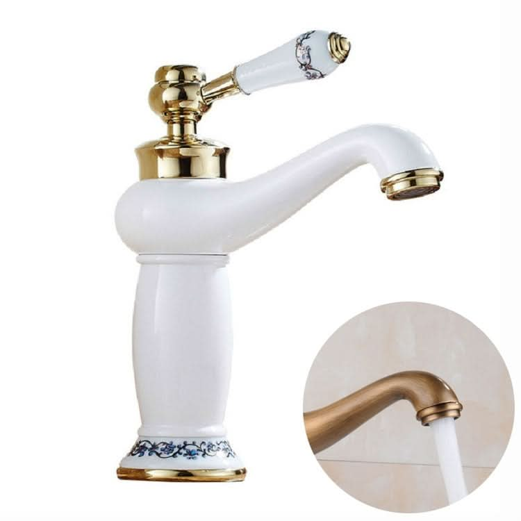 Copper Antique Hot Cold Double Blue White Porcelain Faucet - Reluova