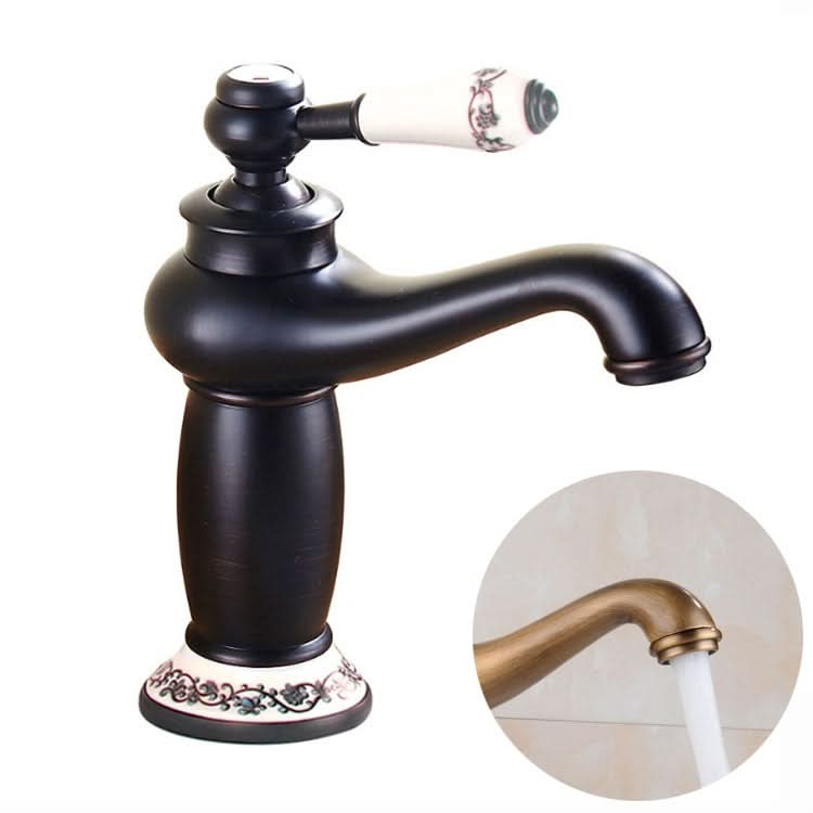 Copper Antique Hot Cold Double Blue White Porcelain Faucet - Reluova