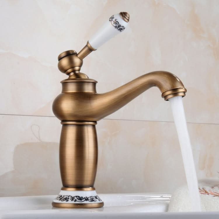 Copper Antique Hot Cold Double Blue White Porcelain Faucet - Reluova