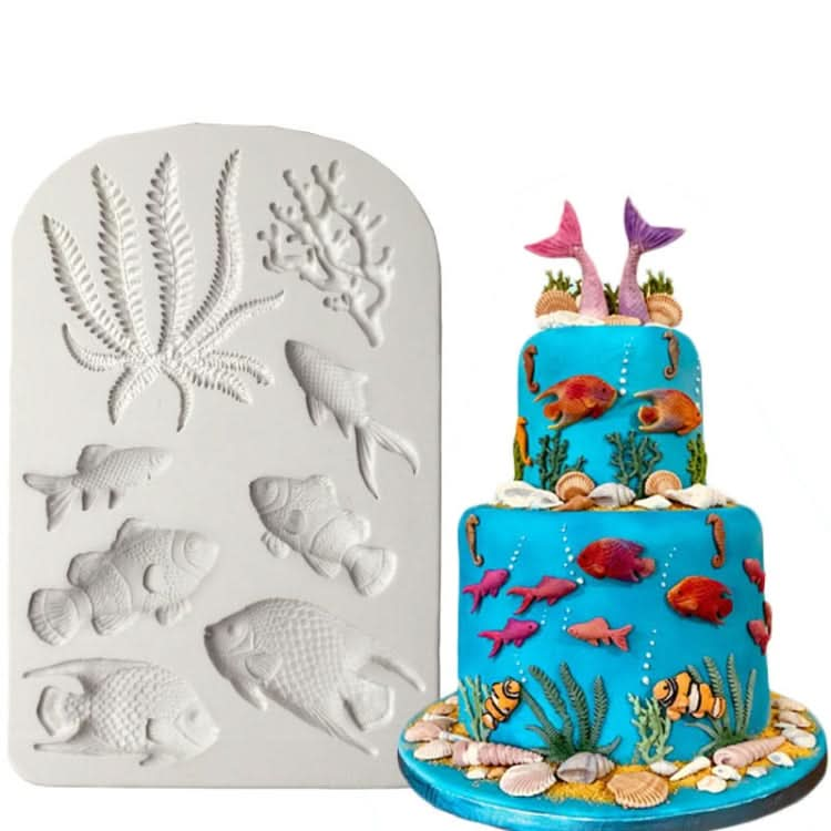 2 PCS Fondant Chocolate Dry Pes Fish Model Marine Animal Silicone Mould-Reluova