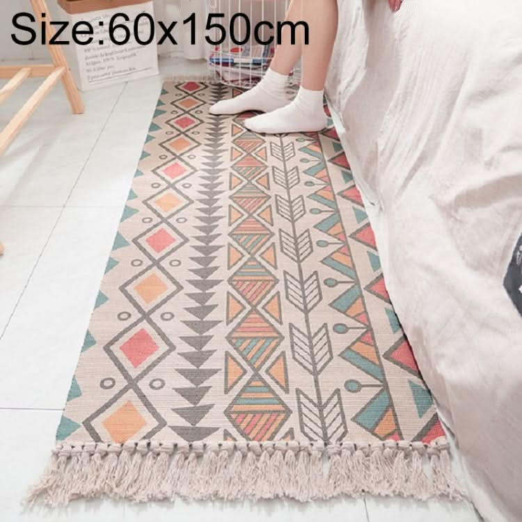 Cotton Hand-woven Bedside Carpet Home Long Fringed Anti-slip Mat