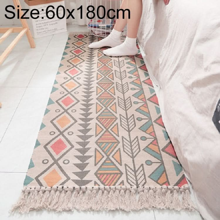 Cotton Hand-woven Bedside Carpet Home Long Fringed Anti-slip Mat Reluova