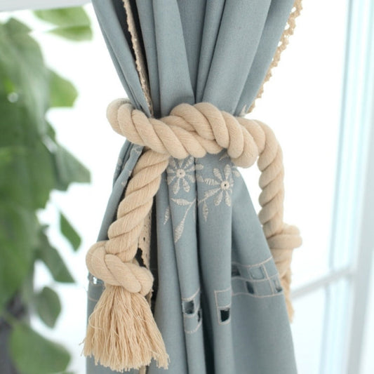 2 PCS Thick Cotton Thread Curtain Straps Handmade Cotton Rope Environmental Protection Straps